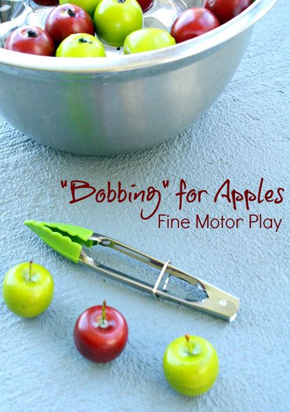 Bobbing for apples fine motor play from Fantastic Fun and Learning