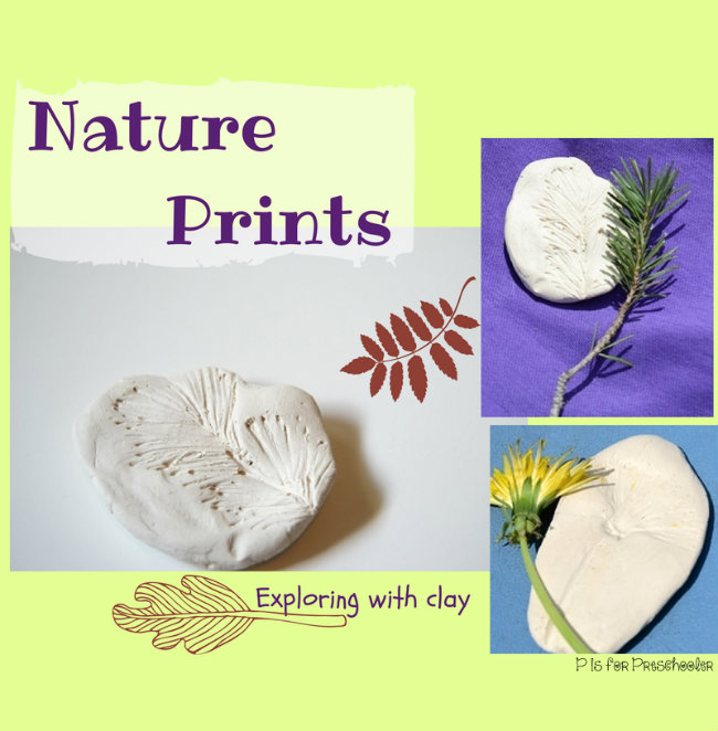 Nature prints clay craft from P is for Preschooler