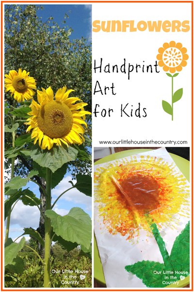 Sunflower handprint art from Our Little House in the Country