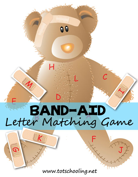 Band-aid letter matching game from Totschooling
