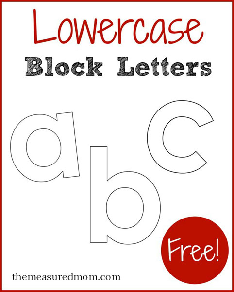 Free lowercase block letter printables from The Measured Mom