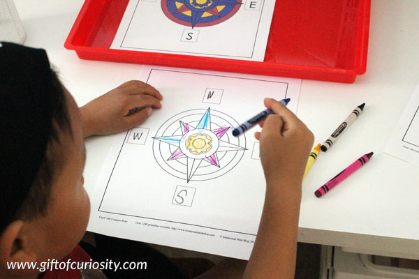 Montessori directionality activities: Make a compass rose. #geography #handsonlearning || Gift of Curiosity