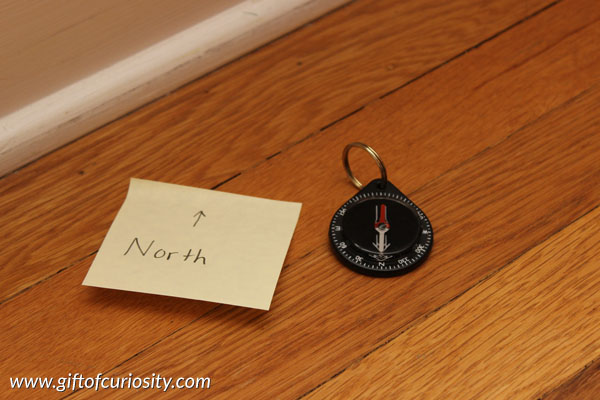 Montessori directionality activities: Find North using a compass. #geography #handsonlearning || Gift of Curiosity