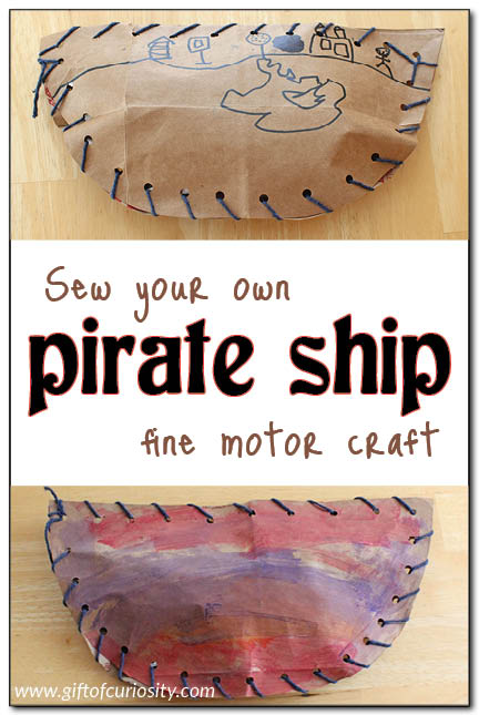 Sew your own pirate ship fine motor craft || Gift of Curiosity