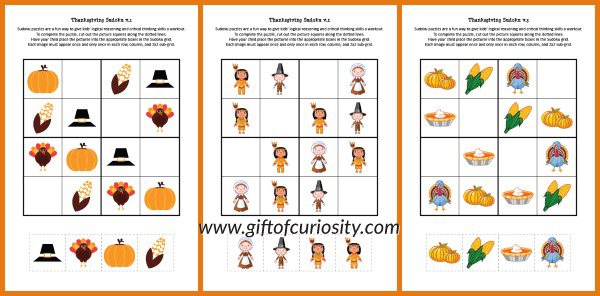 Thanksgiving Sudoku Puzzles collage
