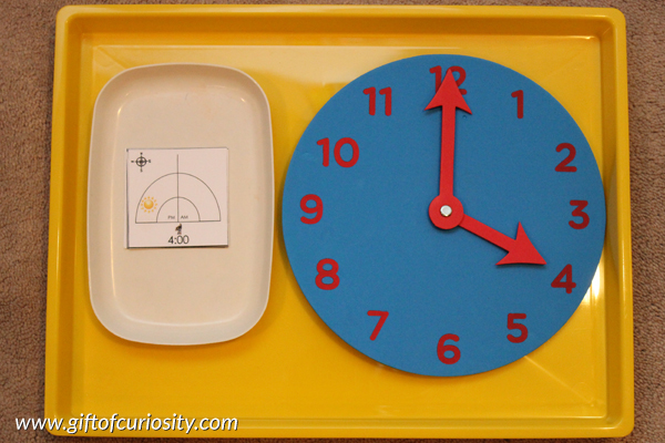Pirate Montessori activities: Introduction to telling time || Gift of Curiosity