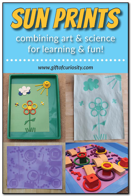 Sun prints: harness the power of the sun for an awesome art project that also teaches a science lesson. My kids were so excited to see how their sun prints changed after a few hours in the sun! #handsonlearning || Gift of Curiosity