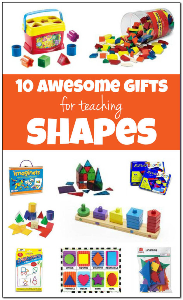 10 awesome gifts for teaching shapes to kids ages 1 and up. These toys make teaching both 2-D and 3-D shapes so fun kids don't even know they are learning! || Gift of Curiosity