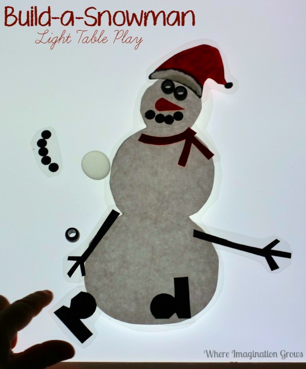 Build a snowman light table play from Where Imagination Grows