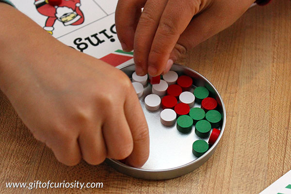 Free printable Christmas Bingo game with 10 different playing cards || Gift of Curiosity