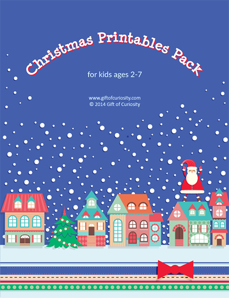 Christmas Printables Pack for kids ages 2-7 with 70+ activities covering a range of skills. These Christmas printables will keep your kids busy and entertained this holiday season. Check out the HUGE variety of activities included within!! || Gift of Curiosity