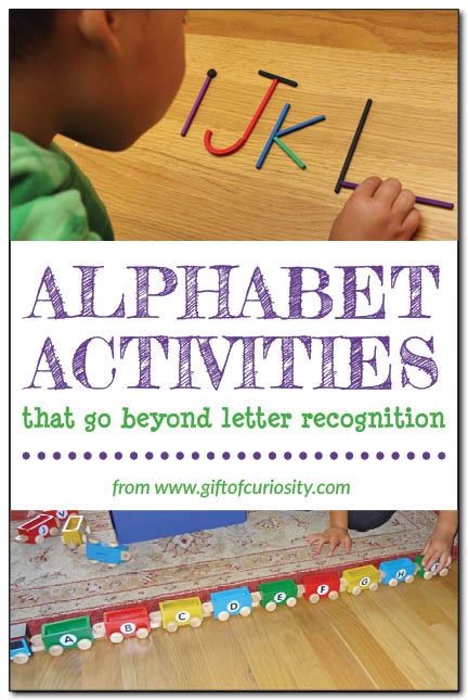Hands-on ideas for building alphabet knowledge that go beyond simple letter recognition to help your child get ready for reading || Gift of Curiosity