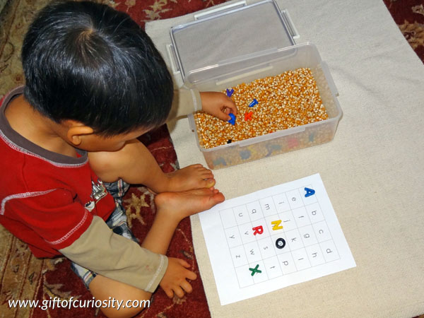Matching uppercase and lowercase letters: One of many hands-on ideas for building alphabet knowledge that go beyond simple letter recognition to help your child get ready for reading || Gift of Curiosity