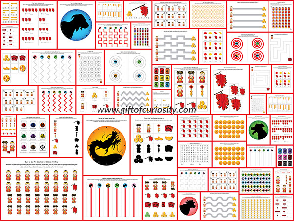 Chinese New Year Printables Pack with 76 activities for kids ages 2-7. This pack is a super fun way to learn about Chinese New Year while building key skills. || Gift of Curiosity