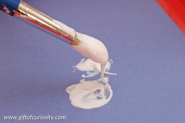 Puffy paint made from glue and shaving cream is thick and makes a wonderful painting material. || Gift of Curiosity