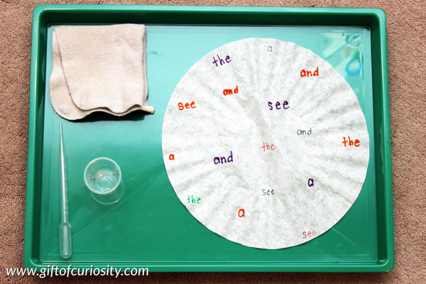 Sight word magic: Use the magic of coffee filter chromatography to practice sight words || Gift of Curiosity