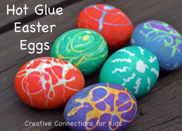 Hot glue Easter eggs from Creative Connections for Kids