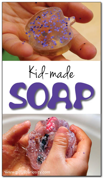 How cool is this? Get a list of materials and step-by-step instructions for making homemade glycerin soap with kids. What a fun way to encourage hand washing (and sneak a little science lesson in at the same time)! || Gift of Curiosity
