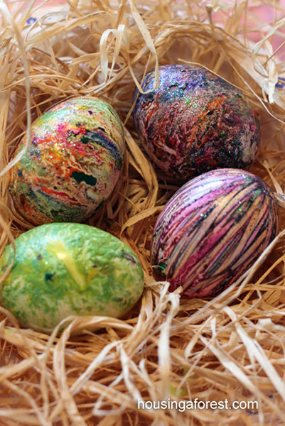 Melted crayon Easter eggs from Housing a Forest