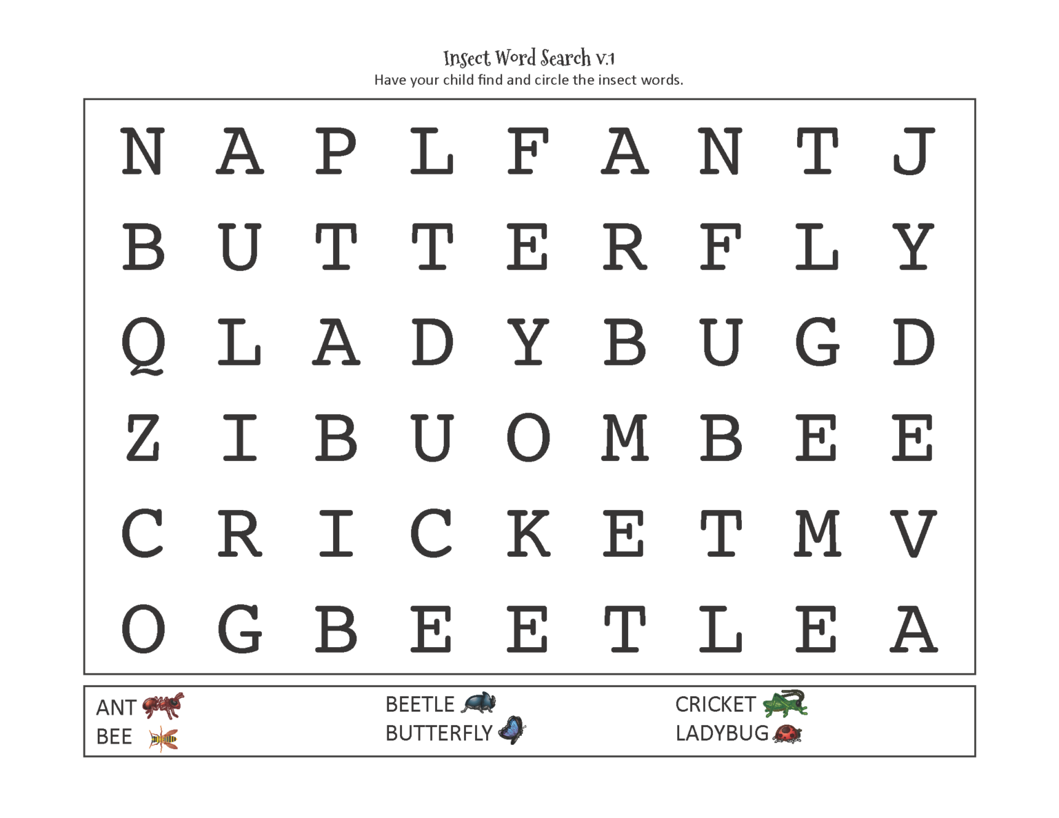 Insects Printables Pack - Gift of Curiosity
