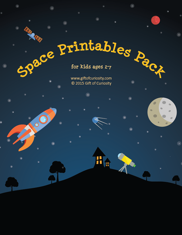 Space Printables Pack: 75 space-themed worksheets and activities for kids ages 2-7. I love this resource for doing a space unit with kids! || Gift of Curiosity