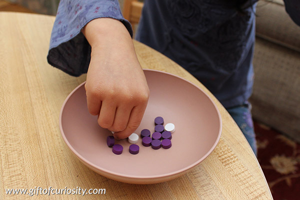Learning math can be easy and fun with hands-on learning opportunities. This activity is a fun way to introduce your kids to the concept of probability. || Gift of Curiosity