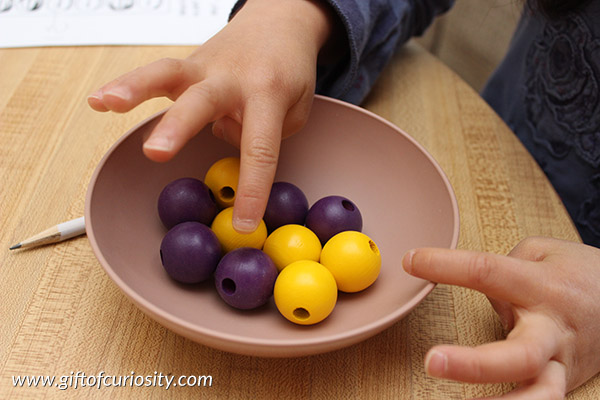 Learning math can be easy and fun with hands-on learning opportunities. This activity is a fun way to introduce your kids to the concept of probability. || Gift of Curiosity