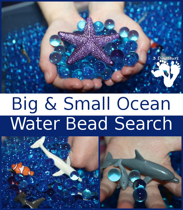 Big and small ocean water bead search from 3 Dinosaurs