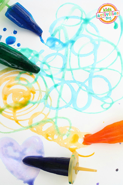 Painting with colored ice pops from Kids Activities Blog
