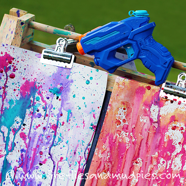 Squirt gun painting from Fireflies and Mud Pies