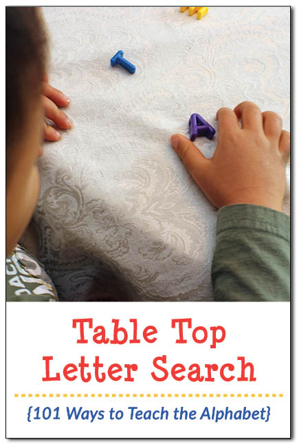 Table Top Letter Search: A fun way to build letter recognition that gets kids moving! || Gift of Curiosity