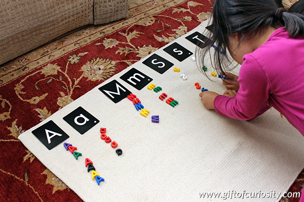 Table Top Letter Search: A fun way to build letter recognition that gets kids moving! || Gift of Curiosity