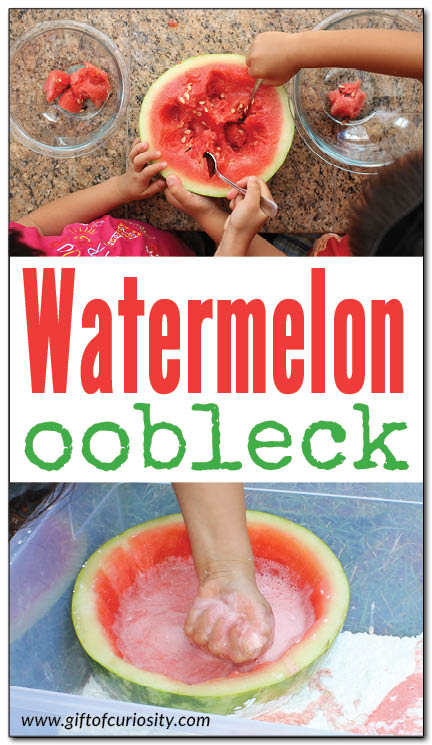 Watermelon oobleck: DIY recipe for fun and easy sensory play for summer! || Gift of Curiosity