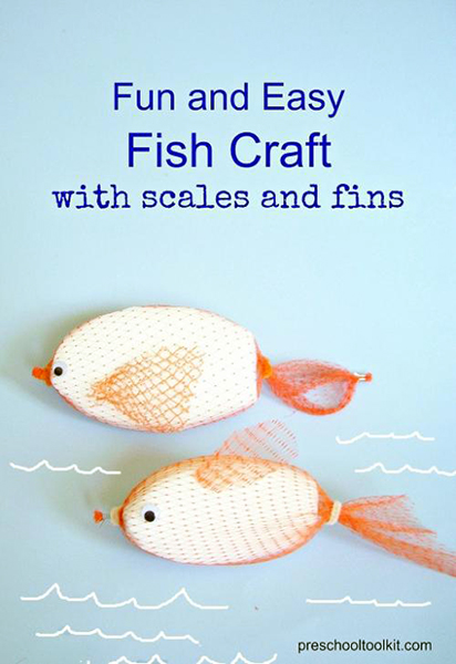 Fun and easy fish craft with scales and fins from Preschool Toolkit