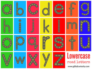 Free Road Letters printable for learning the alphabet - Gift of Curiosity