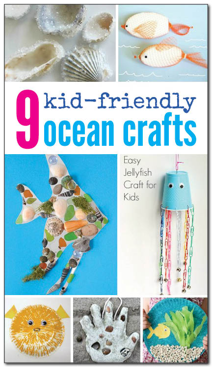 9 fun and beautiful ocean crafts to make with kids. Creative ideas for using art to teach kids about the ocean! || Gift of Curiosity