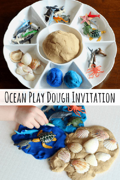 Ocean play dough invitation from Mom Inspired Life