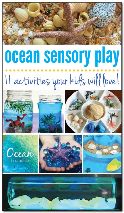 11 ocean sensory play activities your kids will love! From sensory bottles to sensory bins and more! || Gift of Curiosity