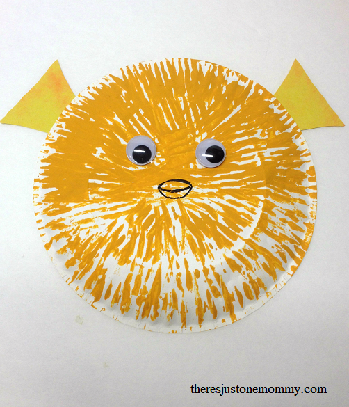 Paper plate pufferfish craft from Theres Just One Mommy