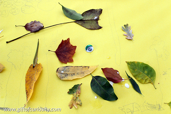 Leaf collages: Create a colorful collection of characters using fall leaves with this open-ended art project for kids || Gift of Curiosity
