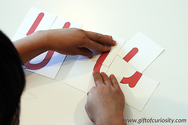 Free printable Letter Puzzles. What a great tool to help young children learn their letters while at the same time building their spatial awareness skills. I need to try these with my kids! || Gift of Curiosity