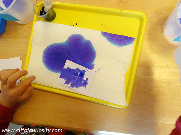 Letters appear like magic when combining a crayon resist technique with liquid watercolors. What a fun way to help kids learn their letters! This could be adapted to help learn vowels vs. consonants, capital letters vs. lowercase letters, etc. || Gift of Curiosity