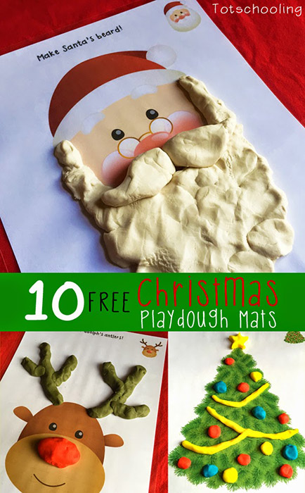 Christmas play dough mats from Totschooling