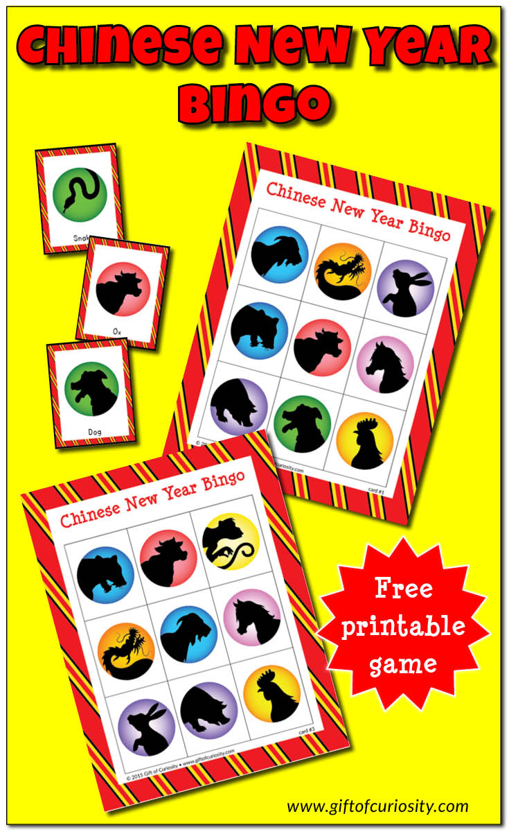 Free printable Chinese New Year Bingo game. What a fun way to learn the 12 animals of the Chinese Zodiac! This would be great for kids of all ages. || Gift of Curiosity