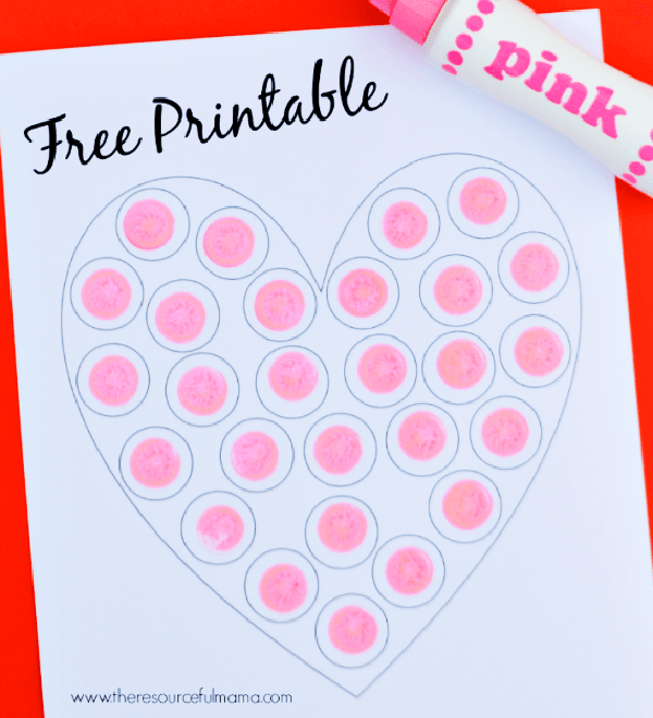 Heart Do a Dot Worksheet from The Resourceful Mama