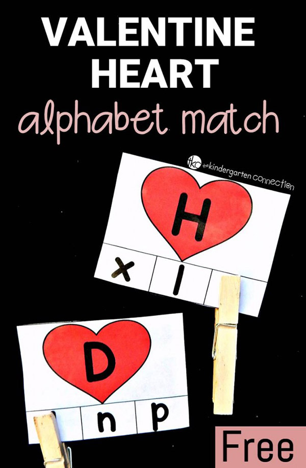 Valentine Heart Alphabet Match from The Kindergarten Connection