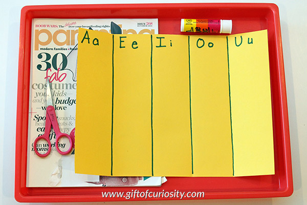 Cutting and pasting letters from magazines is a wonderful way for kids to learn their letters. Plus, this alphabet activity can be adapted in so many ways to meet the needs of your child. Check out some of the ideas for using magazines to teach the alphabet! || Gift of Curiosity