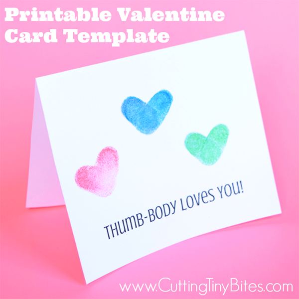 Printable Thumbprint Heart Valentine Cards from Cutting Tiny Bites
