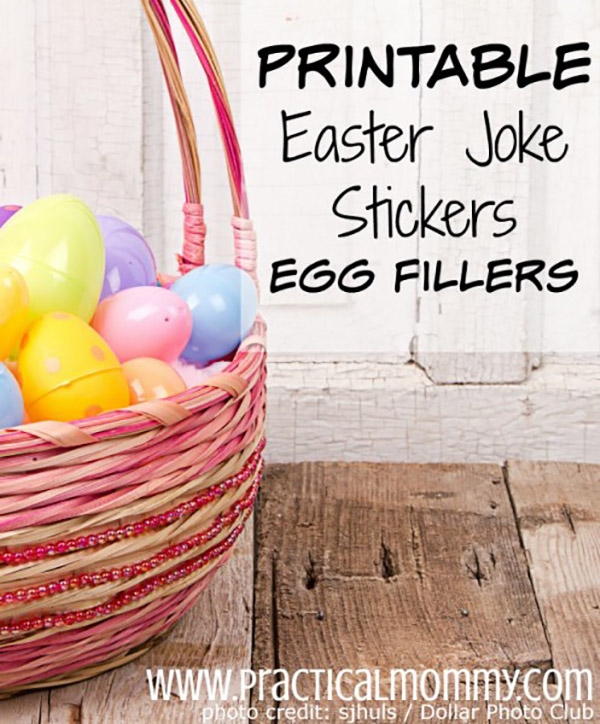 Printable joke sticker Easter egg fillers from Practical Mommy