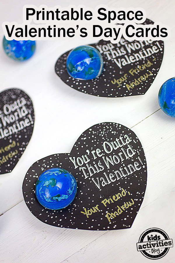 Space Valentine's Day Cards from Kids Activities Blog